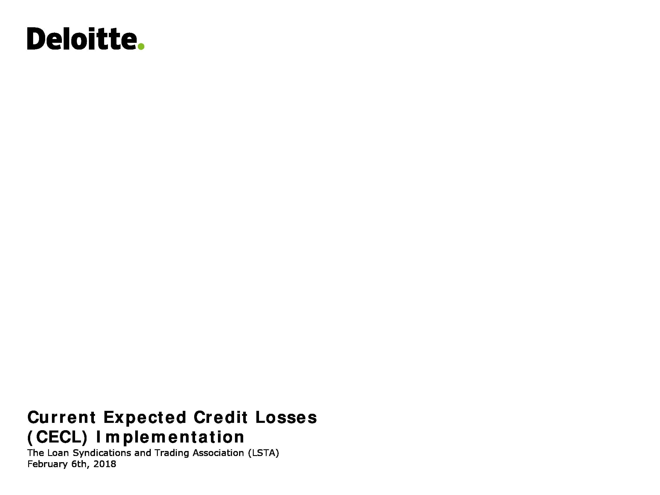 Current Expected Credit Losses (CECL) Implementation Presentation LSTA