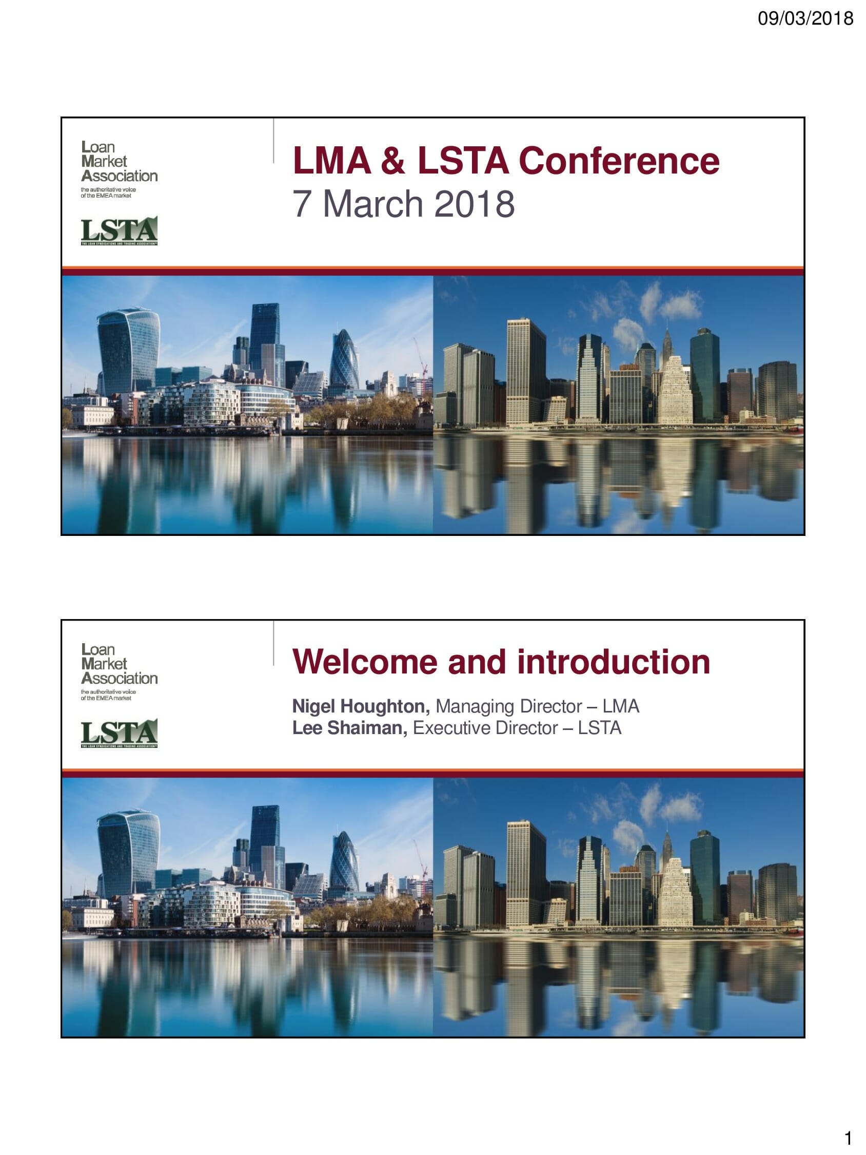 LSTA and LMA Joint Conference London LSTA
