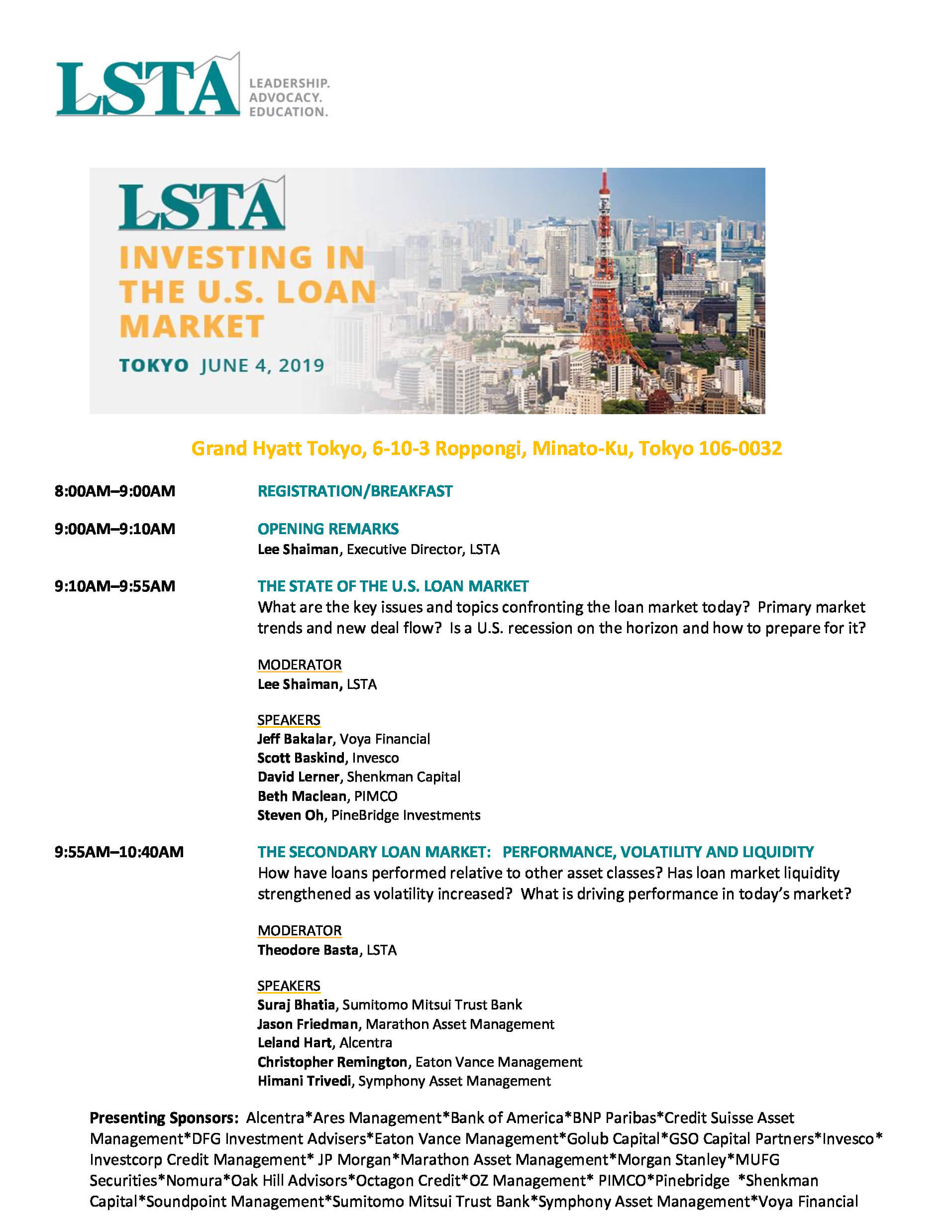 Tokyo 2019 Agenda LSTA