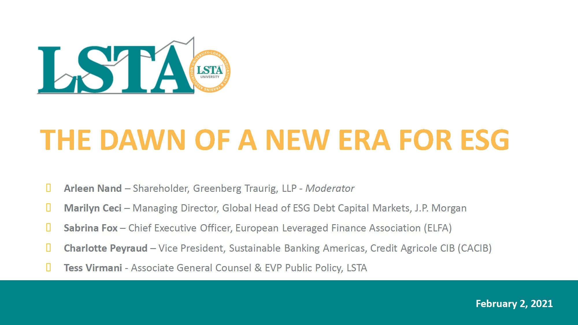 The Dawn Of A New Era For Esg Presentation Lsta 2401