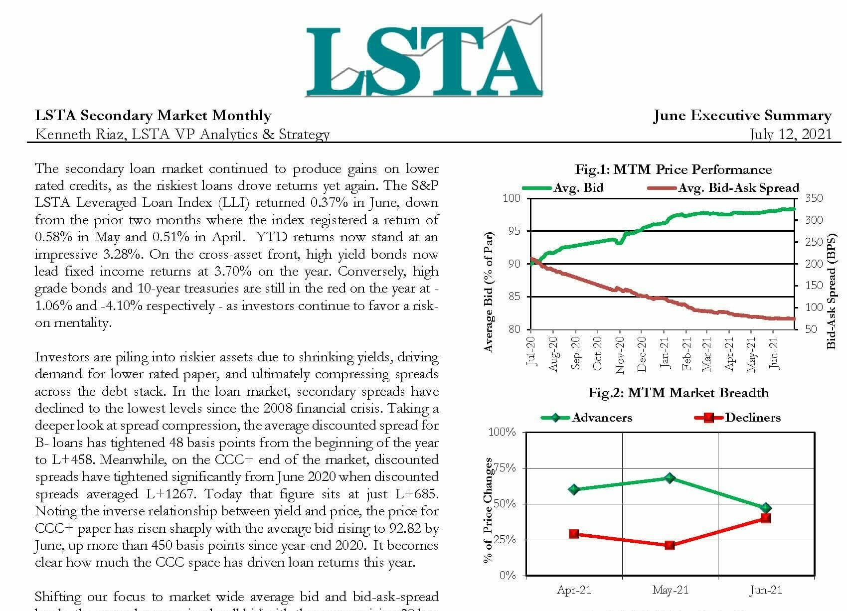 Secondary Market Monthly - June 2021 Executive Summary - LSTA