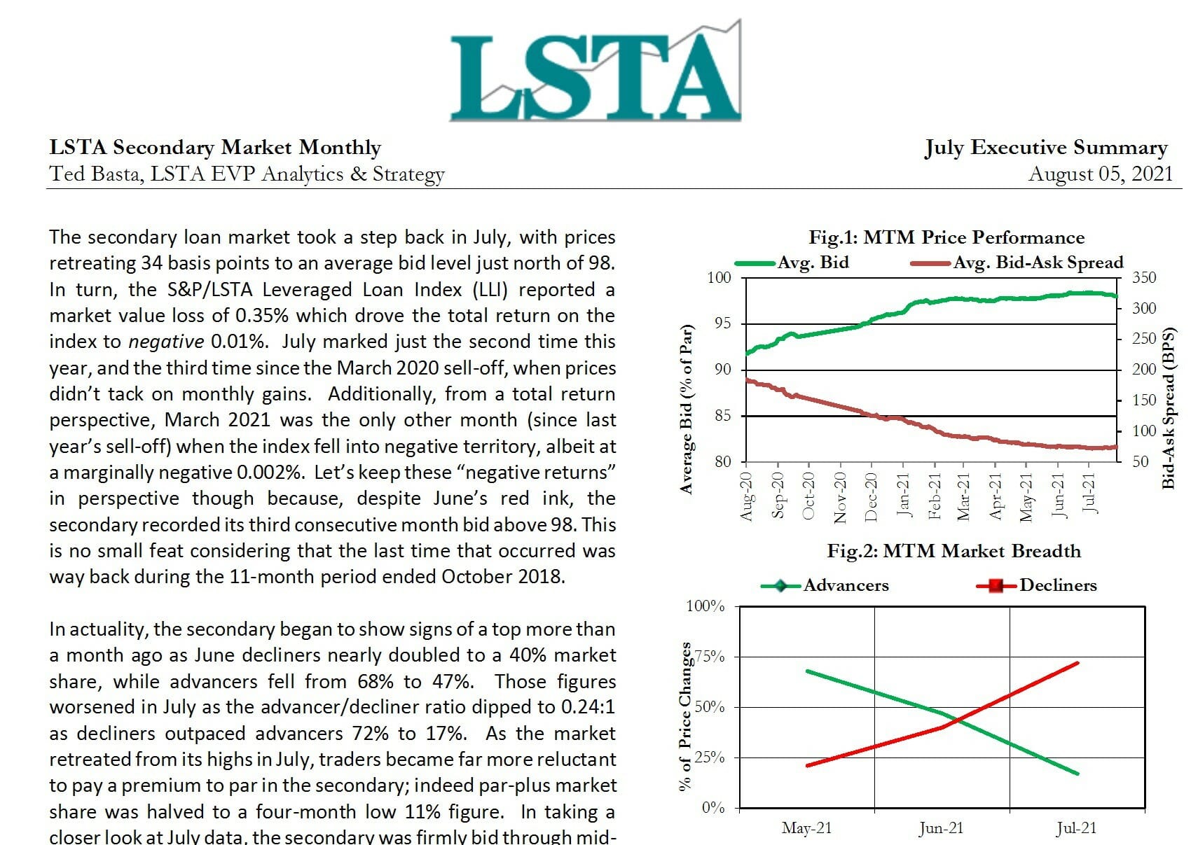 Secondary Market Monthly - July 2021 Executive Summary - Lsta