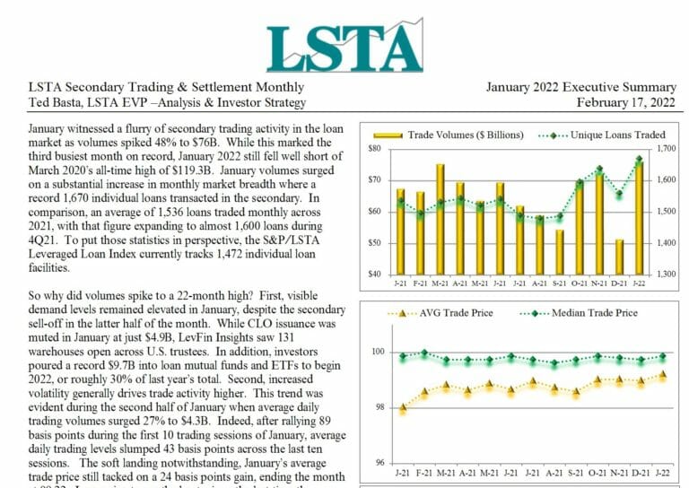 Secondary Trading & Settlement Monthly - January 2022 Executive Summary ...