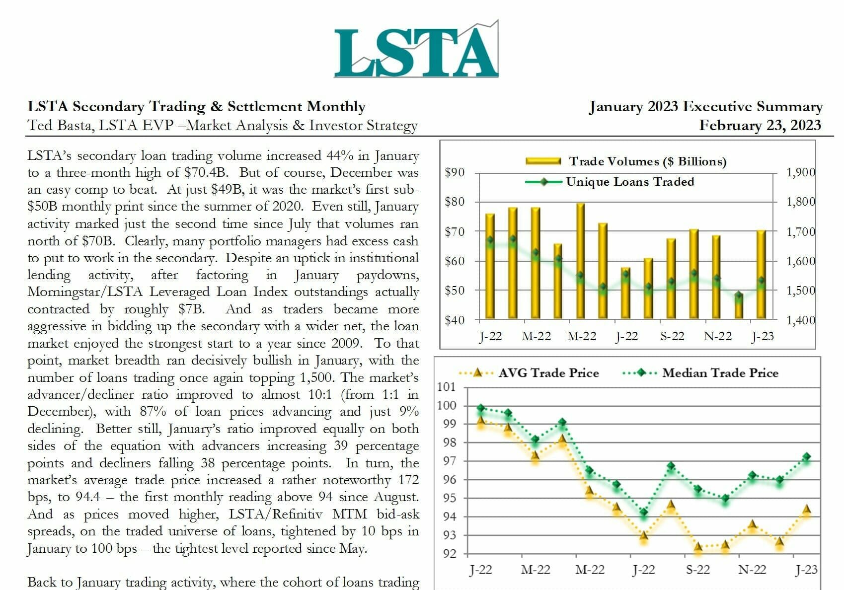 Secondary Trading & Settlement Monthly - January 2023 Executive Summary ...