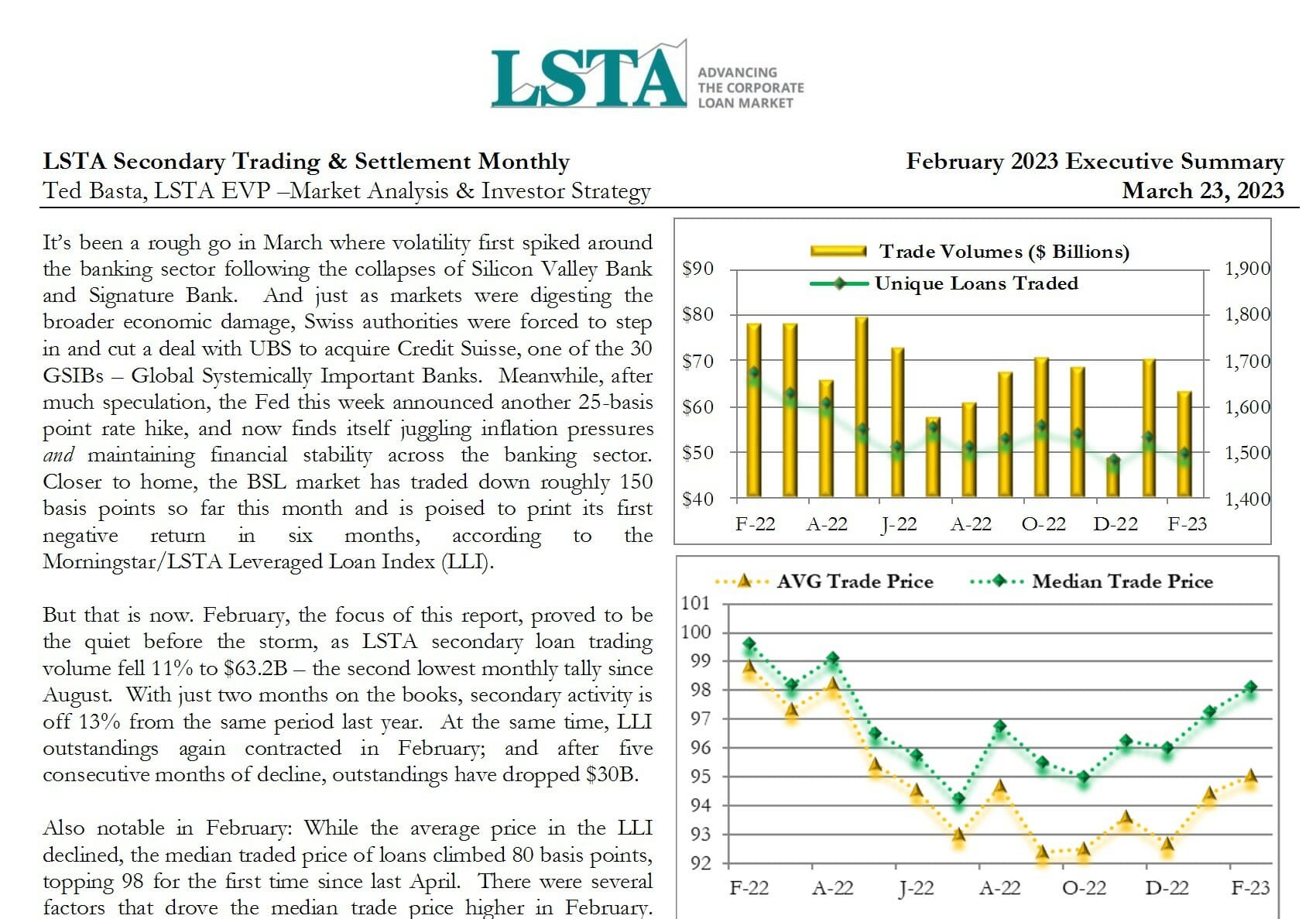 Secondary Trading & Settlement Monthly - February 2023 Executive ...