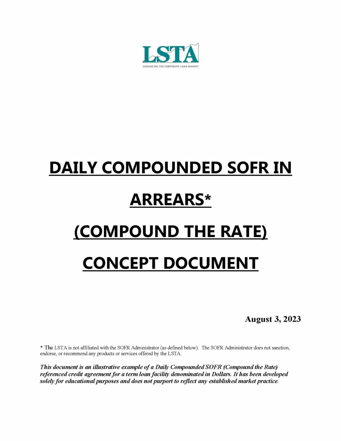 Concept Credit Agreement Compounded SOFR (Aug 3 2023) LSTA