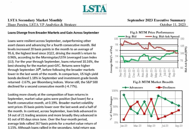 Secondary Market Monthly (Sept 2023) - LSTA