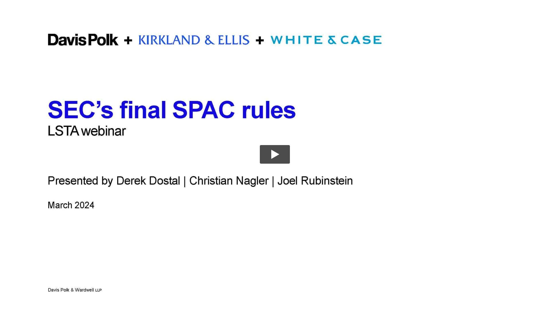 The SEC's New SPAC Rules Everything You Need to Know Replay LSTA