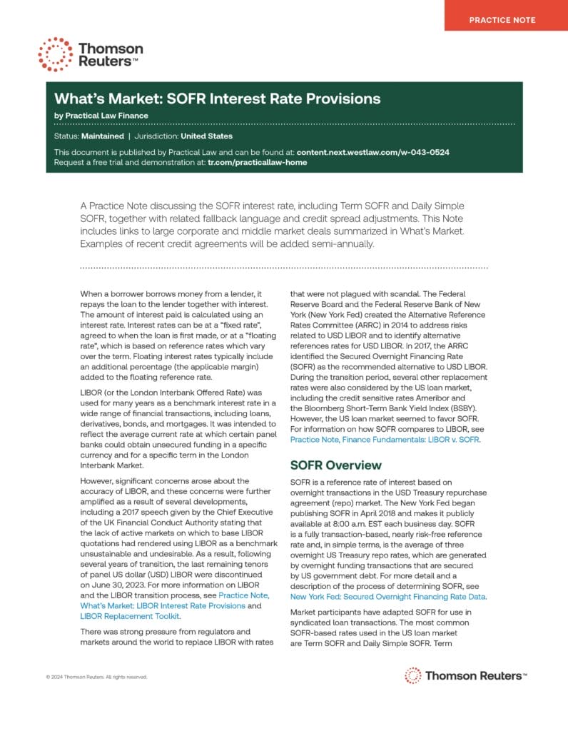 PL Whats Market SOFR Interest Rate Provisions (Oct 2024)